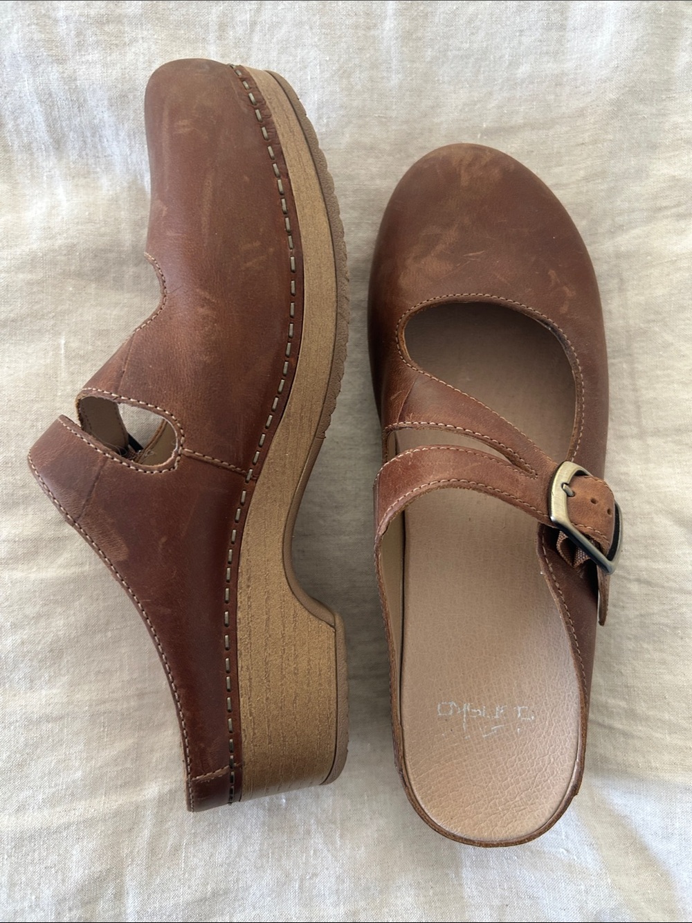 Dansko Brown Leather Mary Jane Clogs with Buckle - Picture 3 of 8